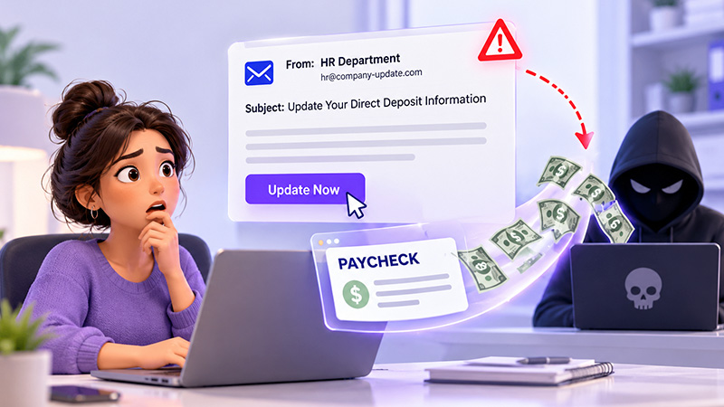 Payroll Diversion Scams in 2026: How a Fake Email Can Redirect an Employee’s Paycheck