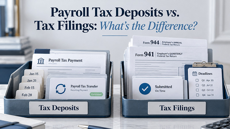 Payroll Tax Deposits vs. Tax Filings: What’s the Difference?