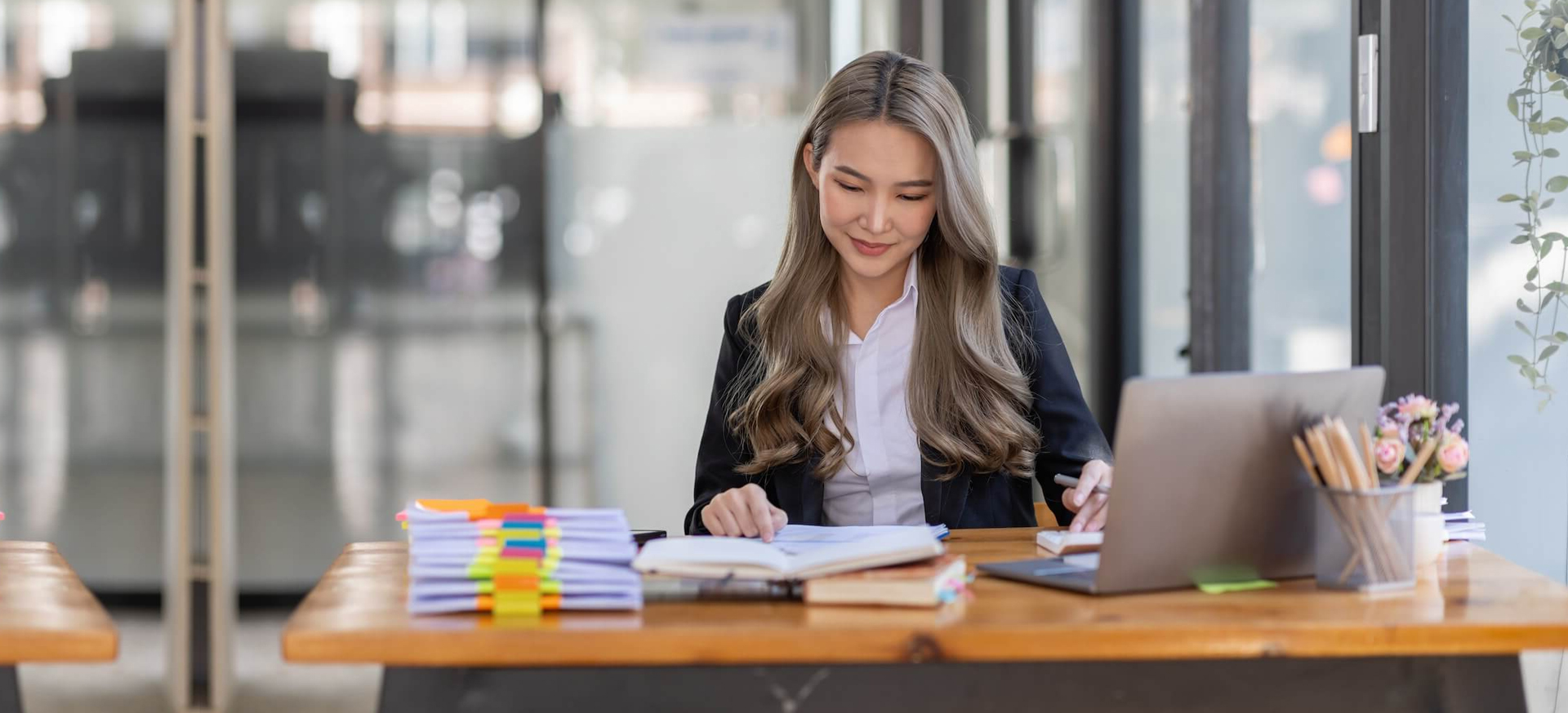 Business professional working at desk